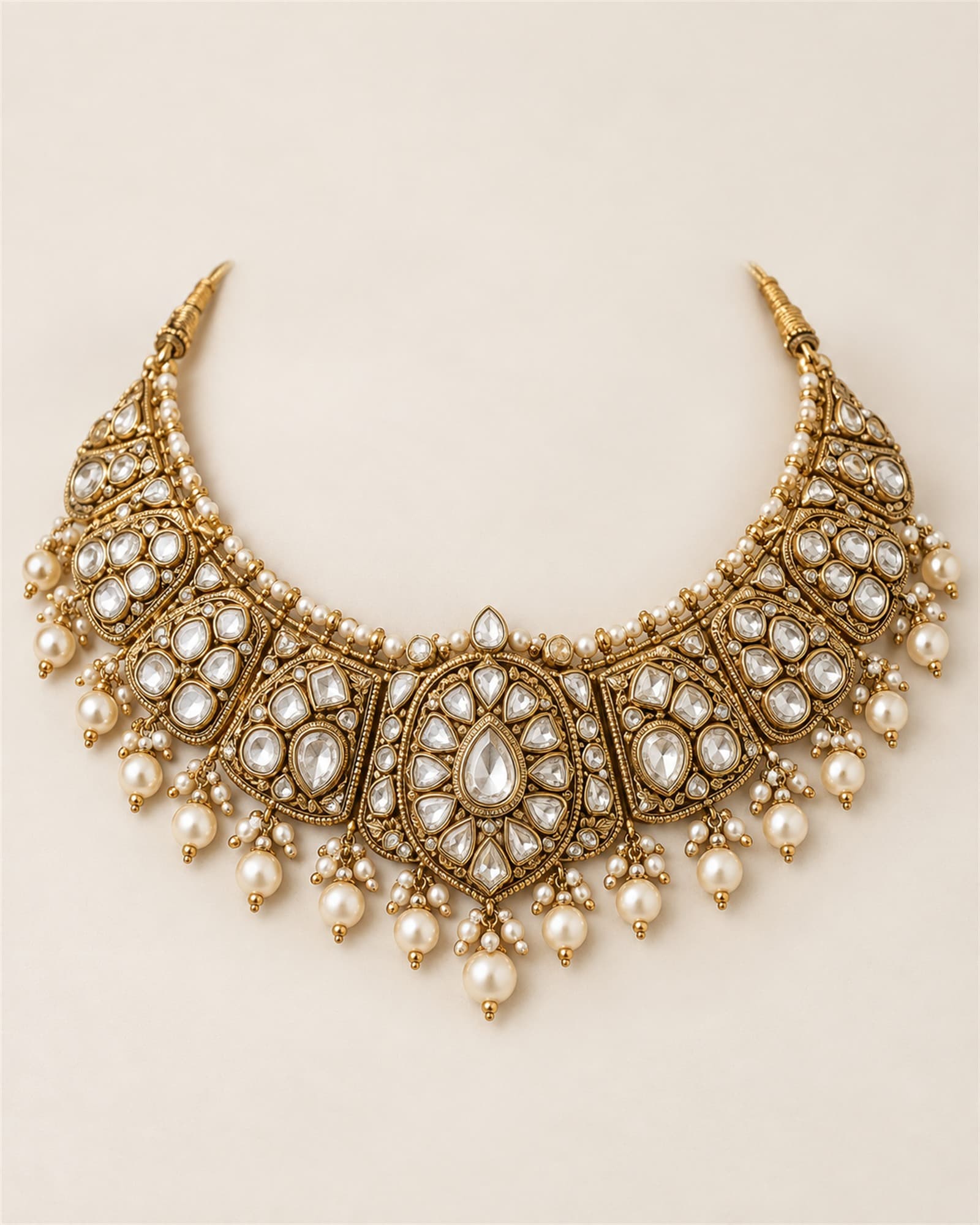 Rajwada Collar — full view on ivory sweep