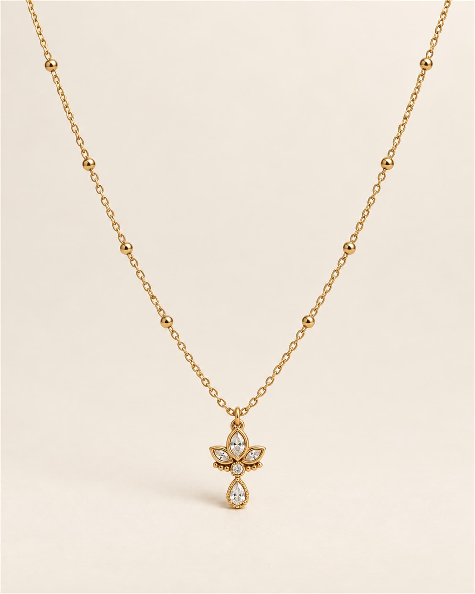 Tara Chain Necklace — full view on ivory sweep
